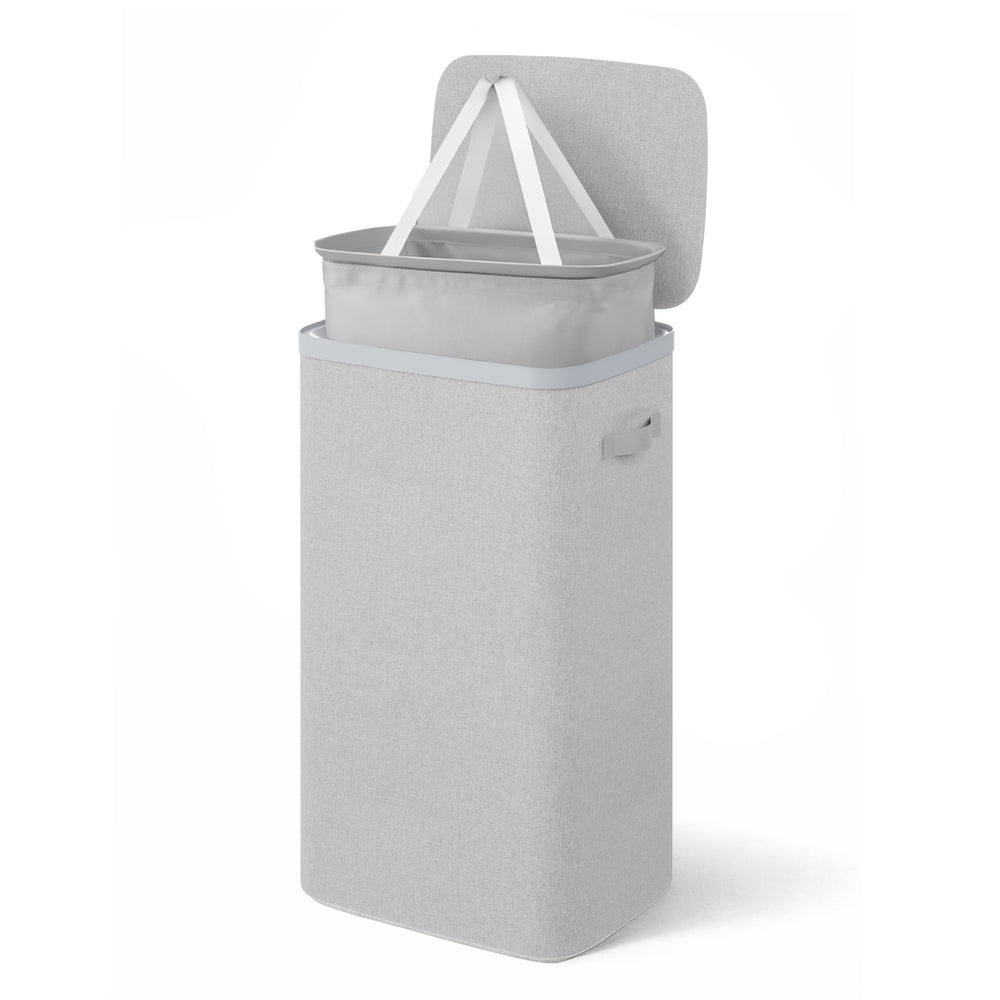 Collapsible Laundry Basket with Lid & Removable Liner