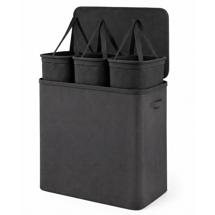 Collapsible Laundry Basket with Lid & Removable Liner