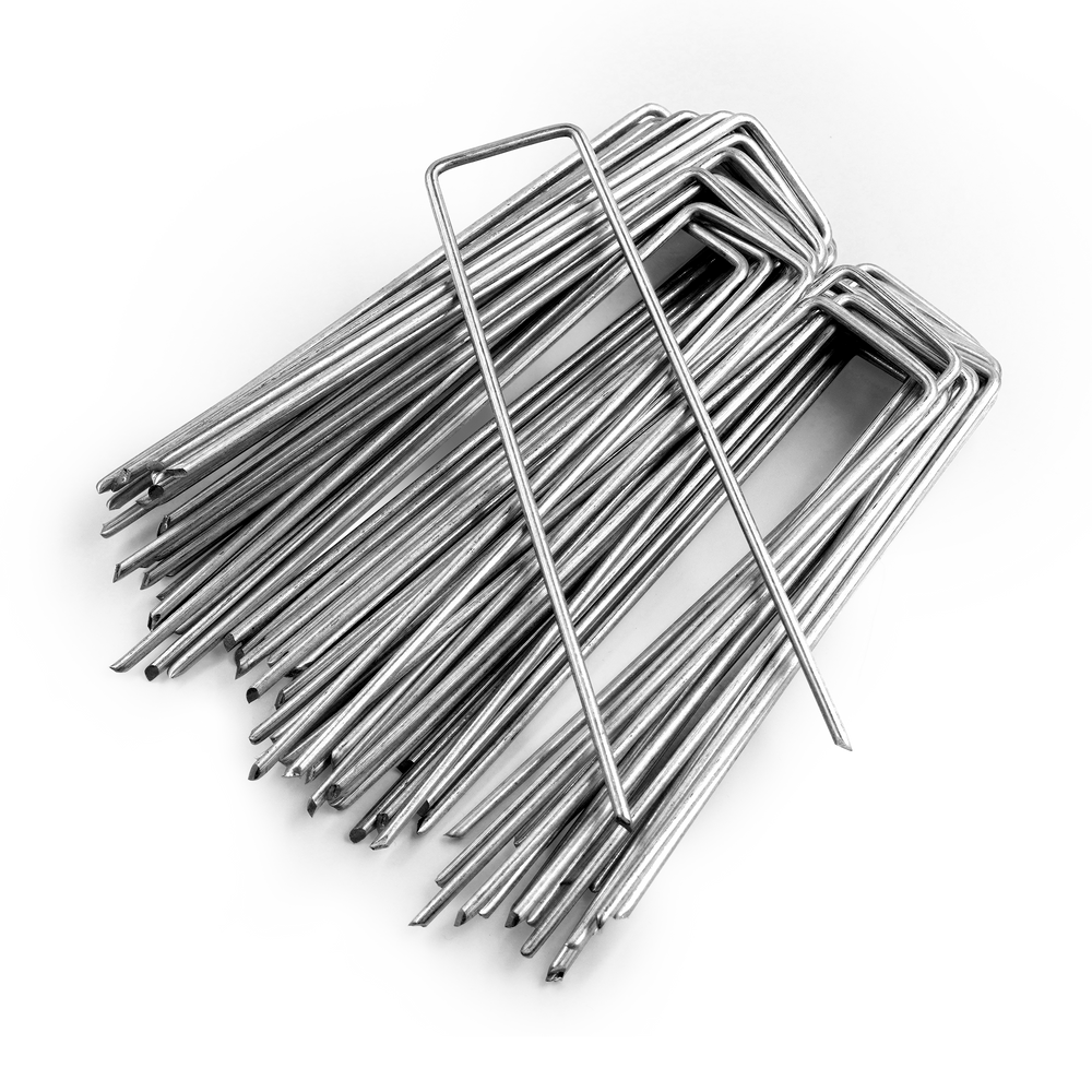 Garden Stakes Weed Barrier Pegs - Galvanised U Shaped Nail Pins