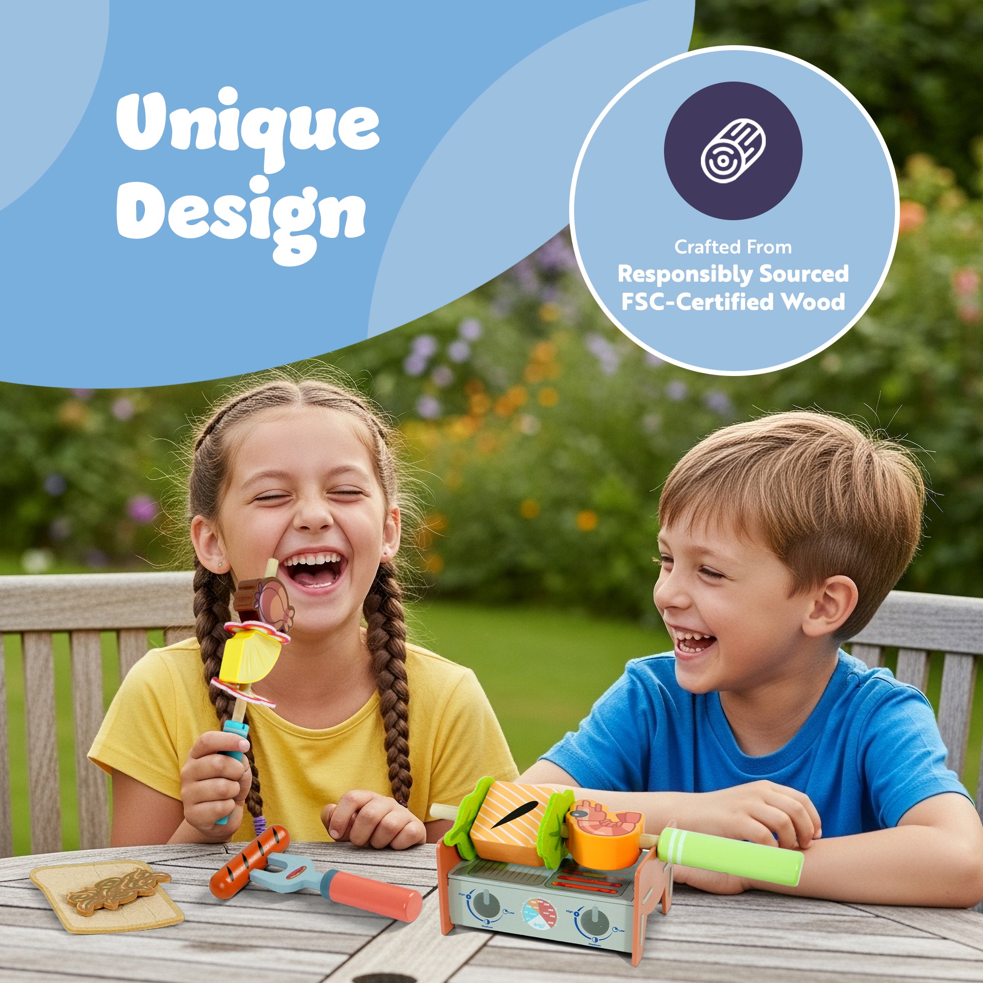 Bluey BBQ Belt Playset – 20 Piece Wooden Pretend Cooking Toy with Mini BBQ, Tongs & Accessories – Kids Role Play Outdoor Barbecue Set – Official Bluey Toys for Boys & Girls