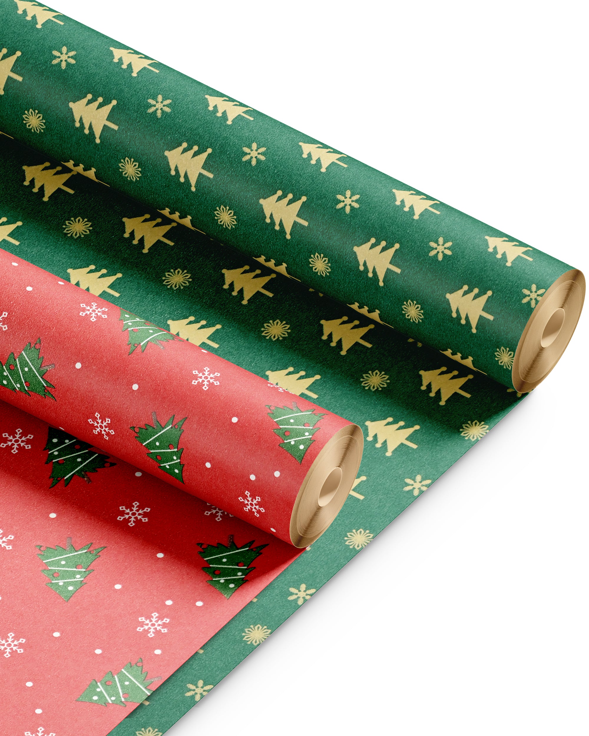 Kraft & Co 2 Pack Christmas Wrapping Paper Roll - Festive Designed Recyclable Kraft Paper, Perfect for Holiday Gifts, Arts & Crafts-Wrapping for a Merry Christmas (44.5cm x 25m)