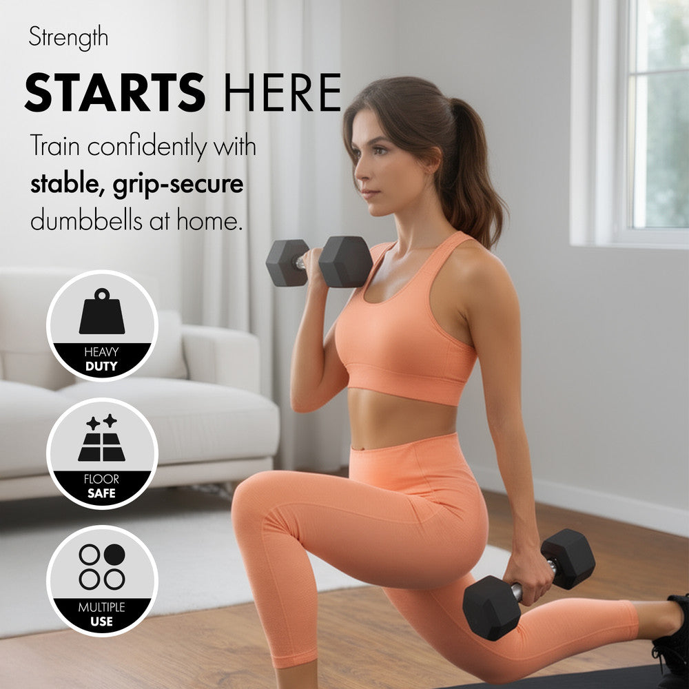 KAYMAN Rubber Hex Dumbbells Pair 4kg