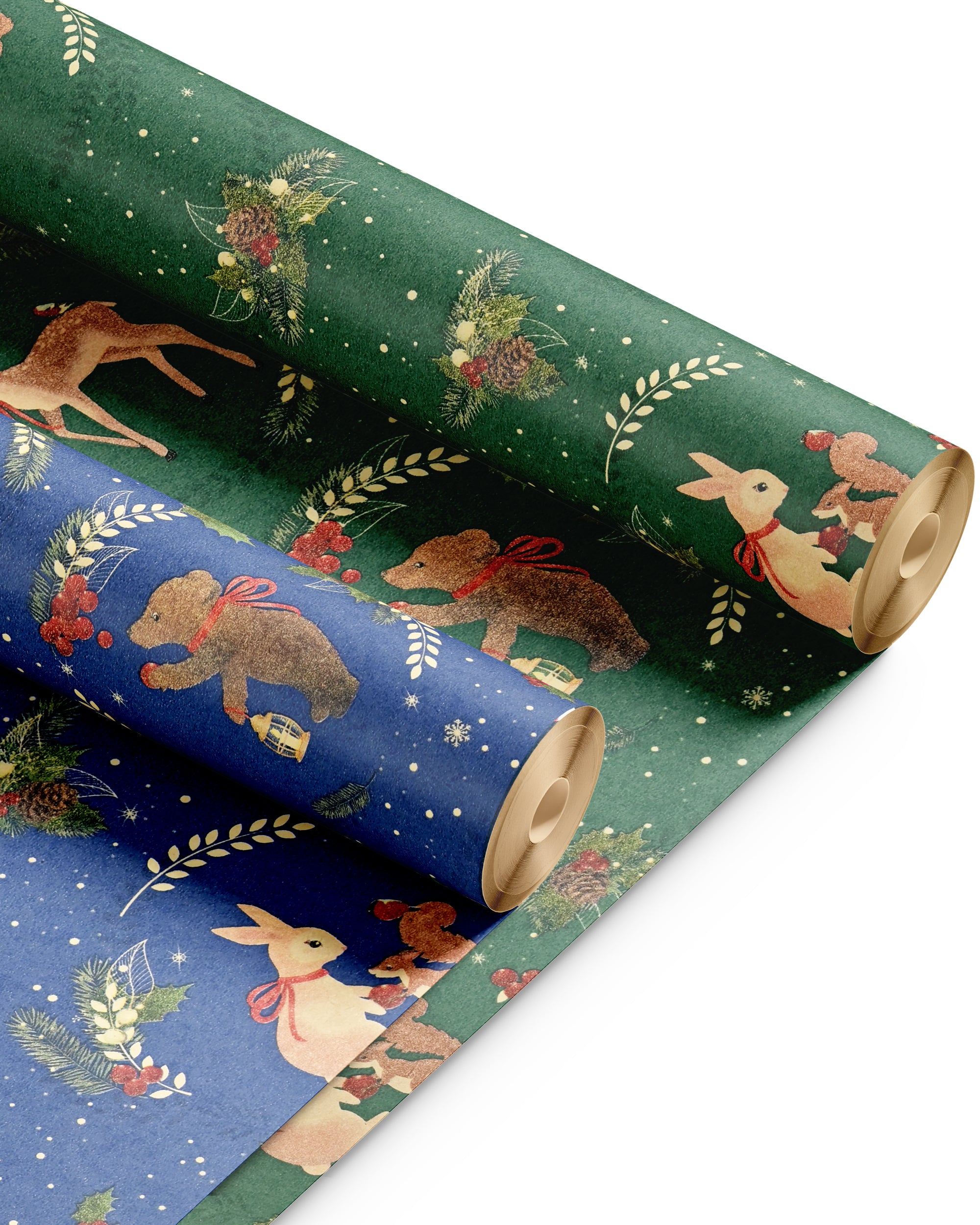 Kraft & Co 2 Pack Christmas Wrapping Paper Roll - Festive Designed Recyclable Kraft Paper, Perfect for Holiday Gifts, Arts & Crafts-Wrapping for a Merry Christmas (44.5cm x 25m)