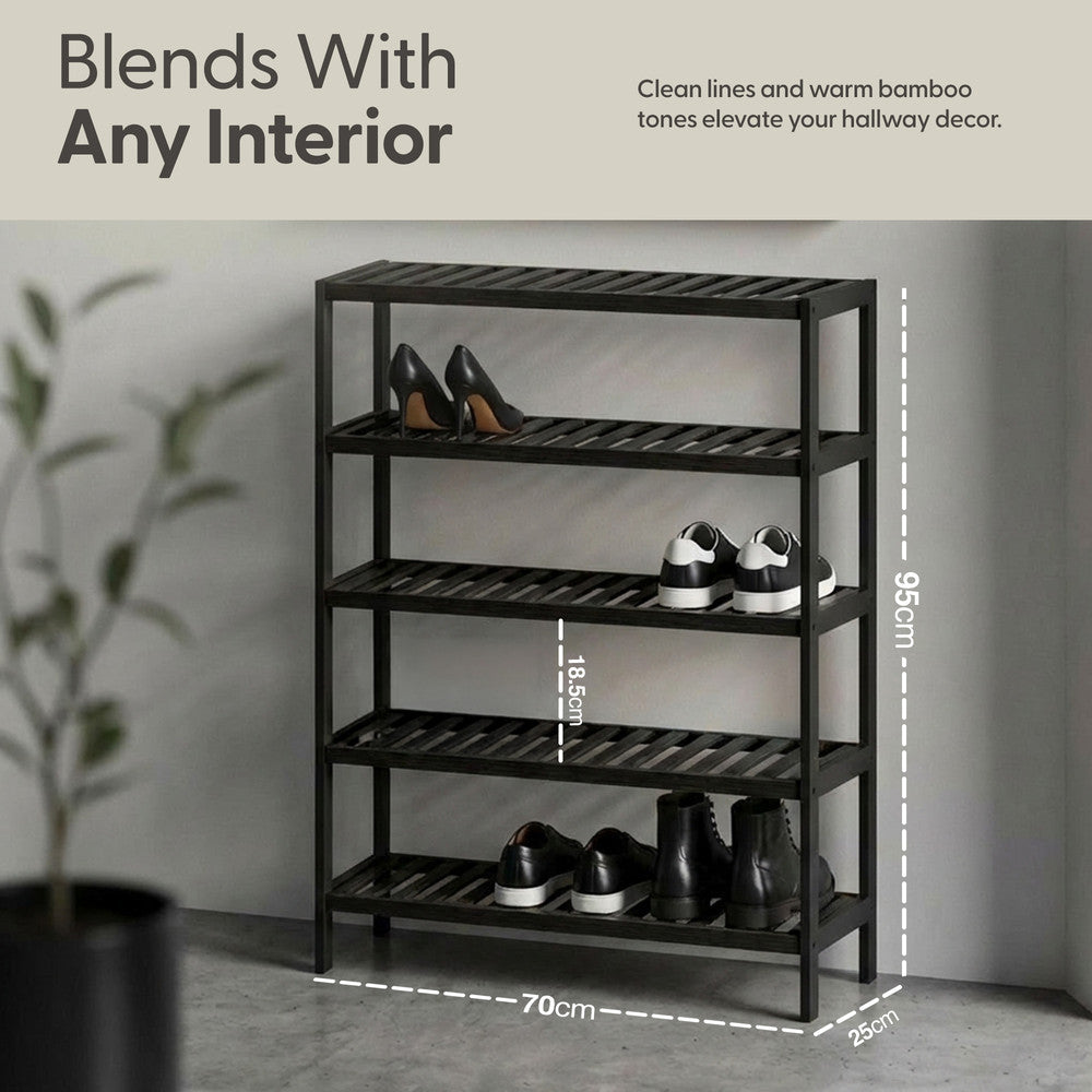 Bamboo Shoe Rack - 5 Tier – image 2