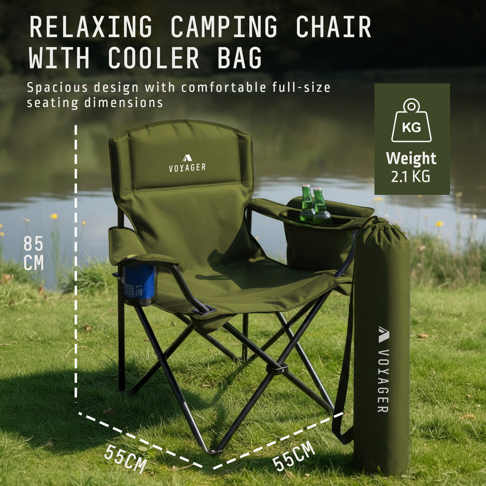 Folding Camping Chairs 2 Pack with Cooler Bag – image 11