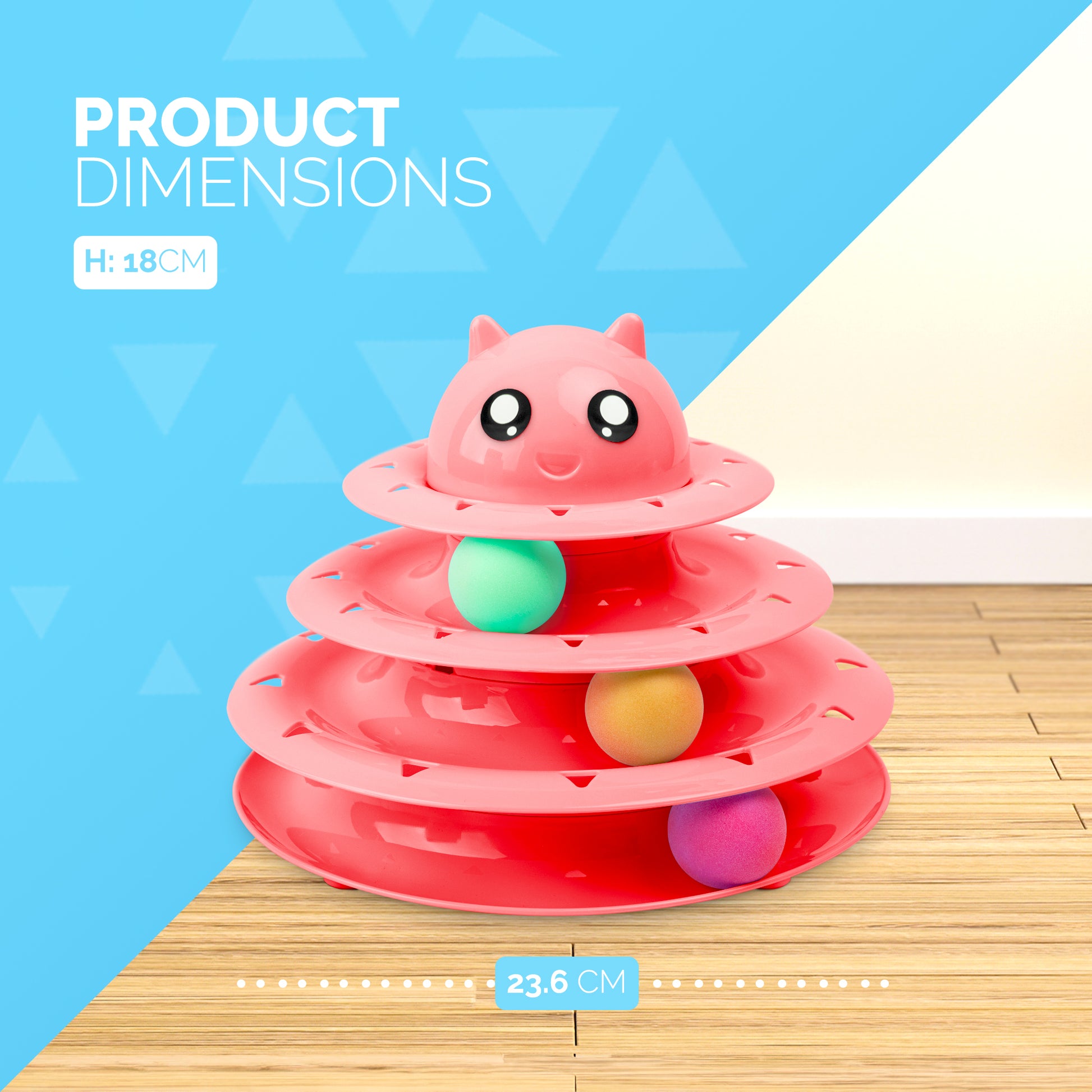 FurDreams Cat Roller Ball Toy Interactive | 3 Tier Tower Fun Cat Ball Toy with 3 Colour Balls | 3 Level Cat Teaser Toy with Cat Play Balls | Cat Puzzle Toy for Exercise and Stimulation – image 2