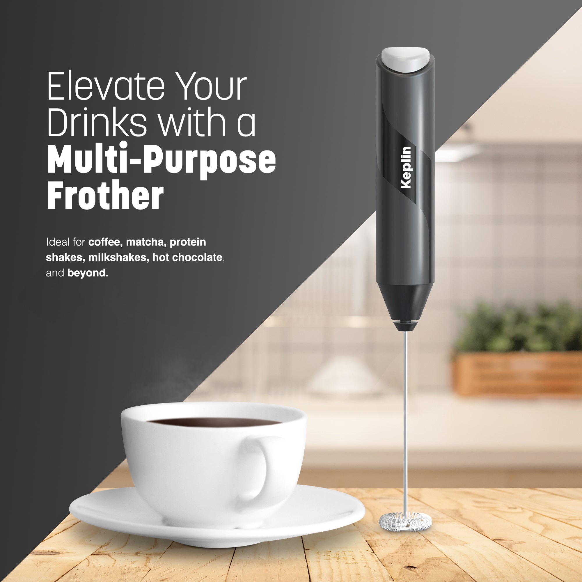 Keplin Milk Frother Handheld, Electric Milk Foam Maker