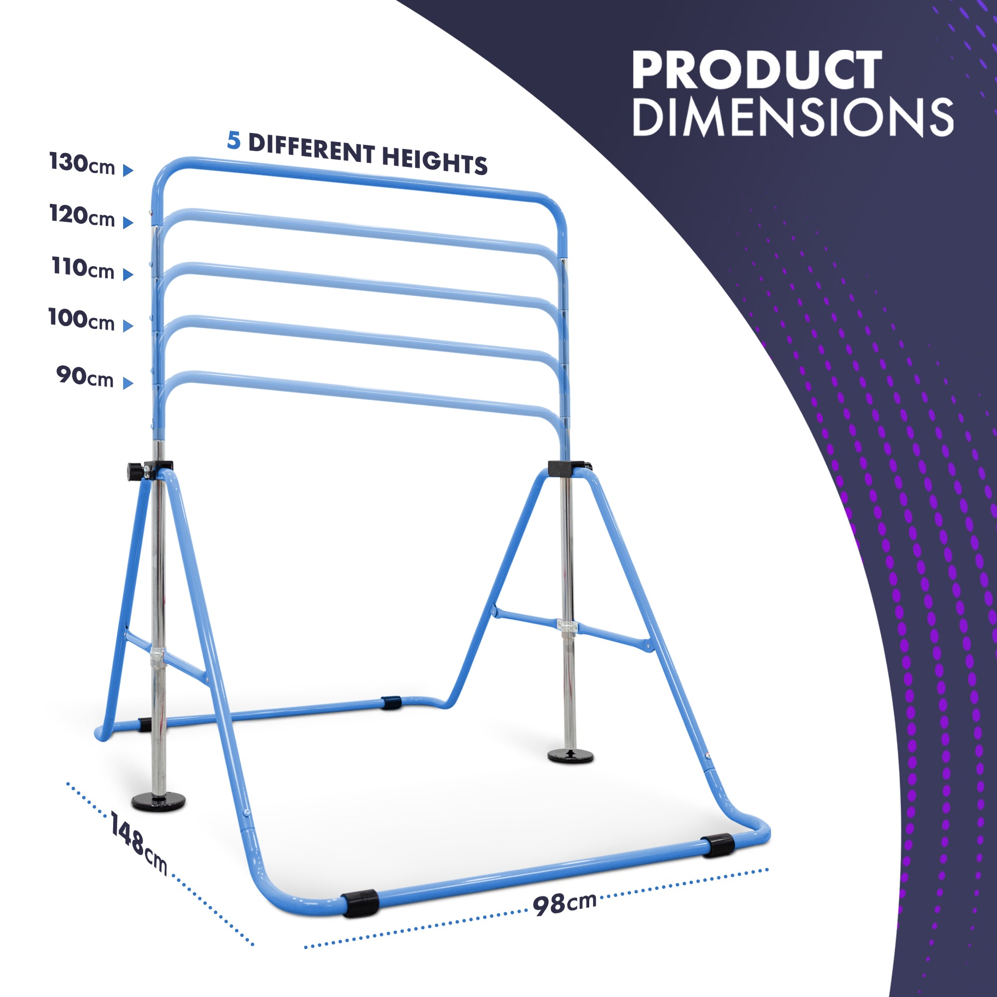 KAYMAN Gymnastics Horizontal Bar – Adjustable Height & Feet, Hand Protection Wrap, Durable Iron for Flexibility Training – Compact & Stylish Home Gym Equipment