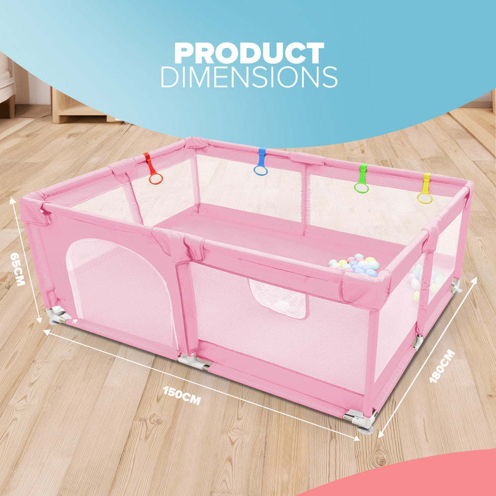 KIDOOLA Baby Playpen with Padded Frame & Mesh Walls, Unisex (150x180x65cm)