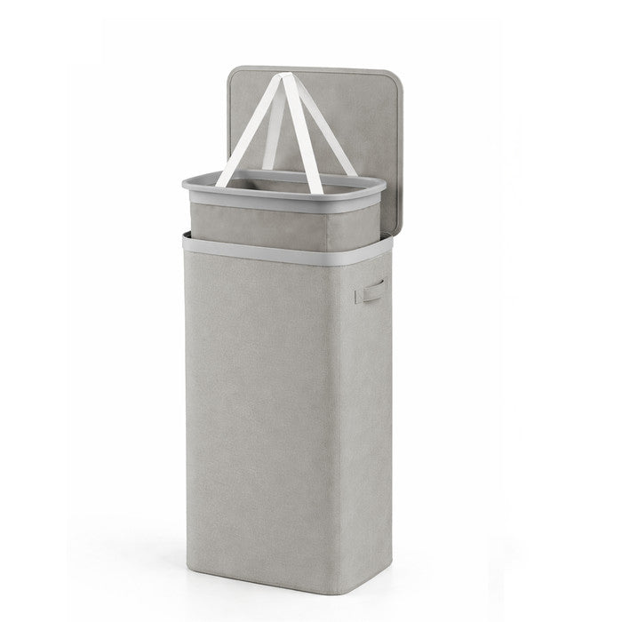 Collapsible Laundry Basket Lid Removable Liner Grey UK