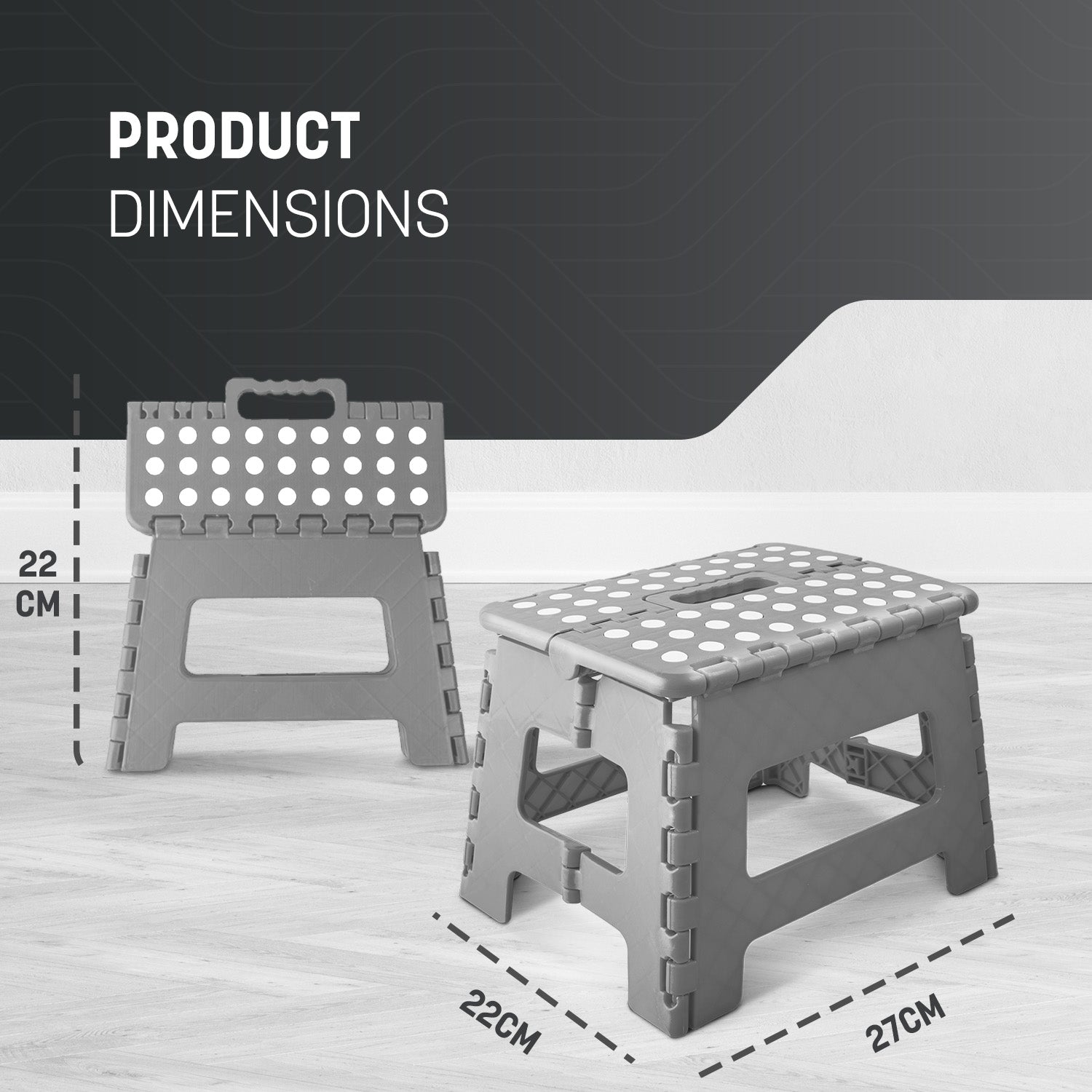 Brown step stool in use reaching shelf – heavy duty 9 inch stool