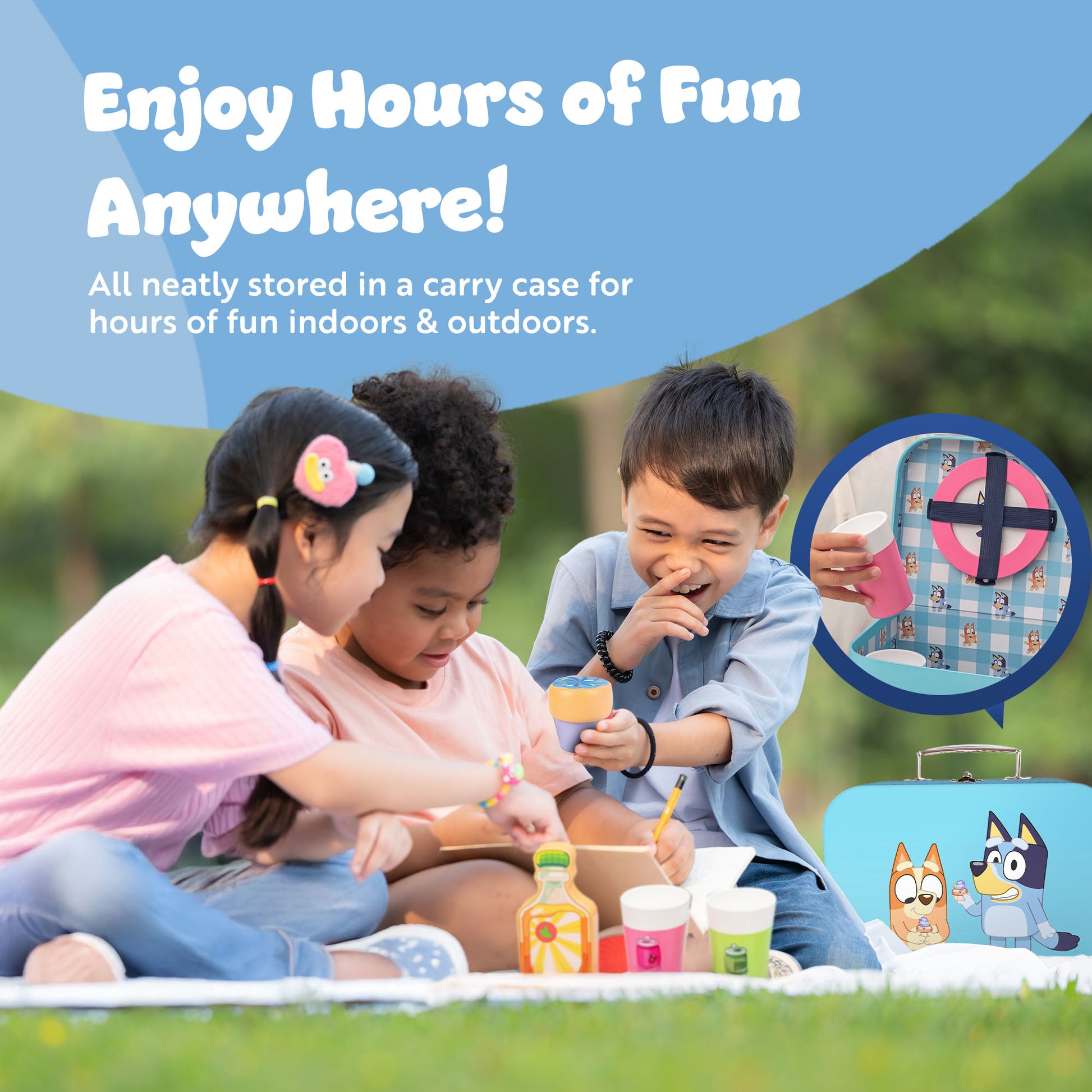 Bluey – Picnic Basket Set – 30-Piece Wooden Roleplay Toy for Kids with Carry Case, Cutlery & Pretend Food – Made from FSC-Certified Materials – Creative & Engaging Play Kit for Ages 3 and Up