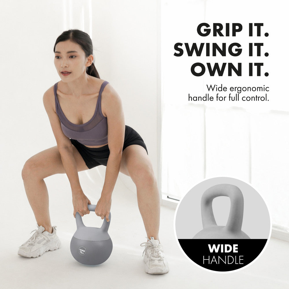 KAYMAN Soft Kettlebell for Home Gym – PVC Coated Weight – Floor Safe Flat Base – Ergonomic Non-Slip Handle – Strength Training, CrossFit, HIIT, Core Workout – Durable Fitness Equipment