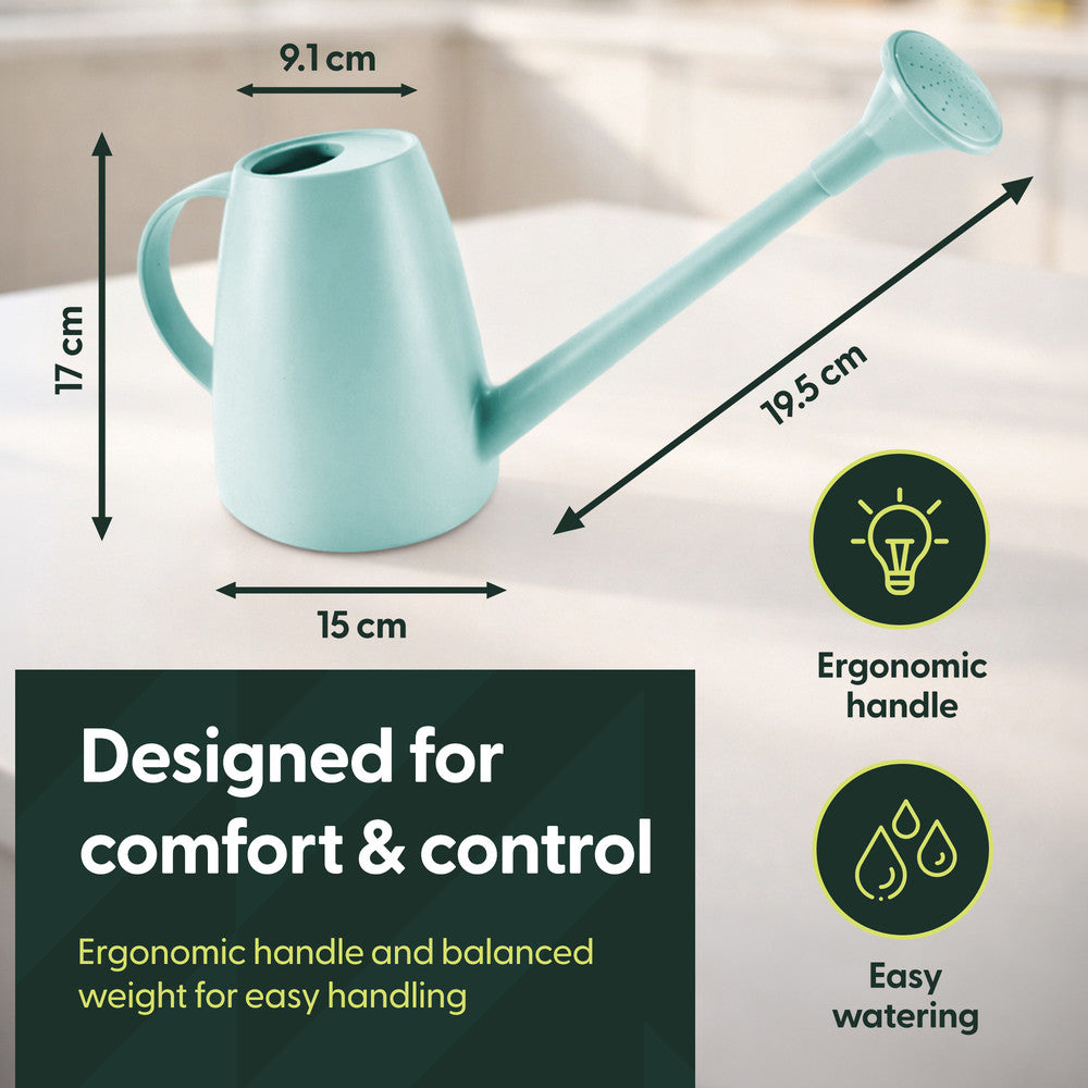 Ergonomic Handle on Keplin 1.8L Light Blue Watering Can – Lightweight Easy Pour Garden Watering Jug
