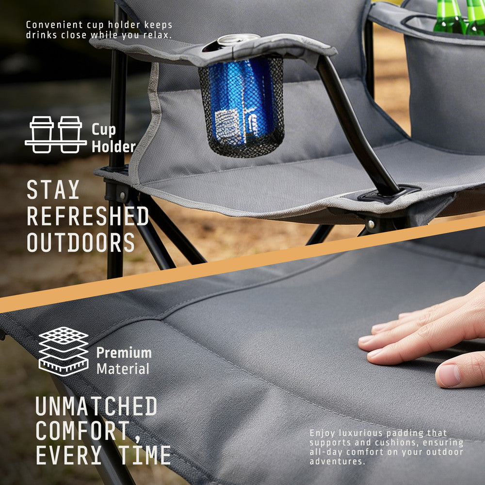 Folding Camping Chairs 2 Pack with Cooler Bag