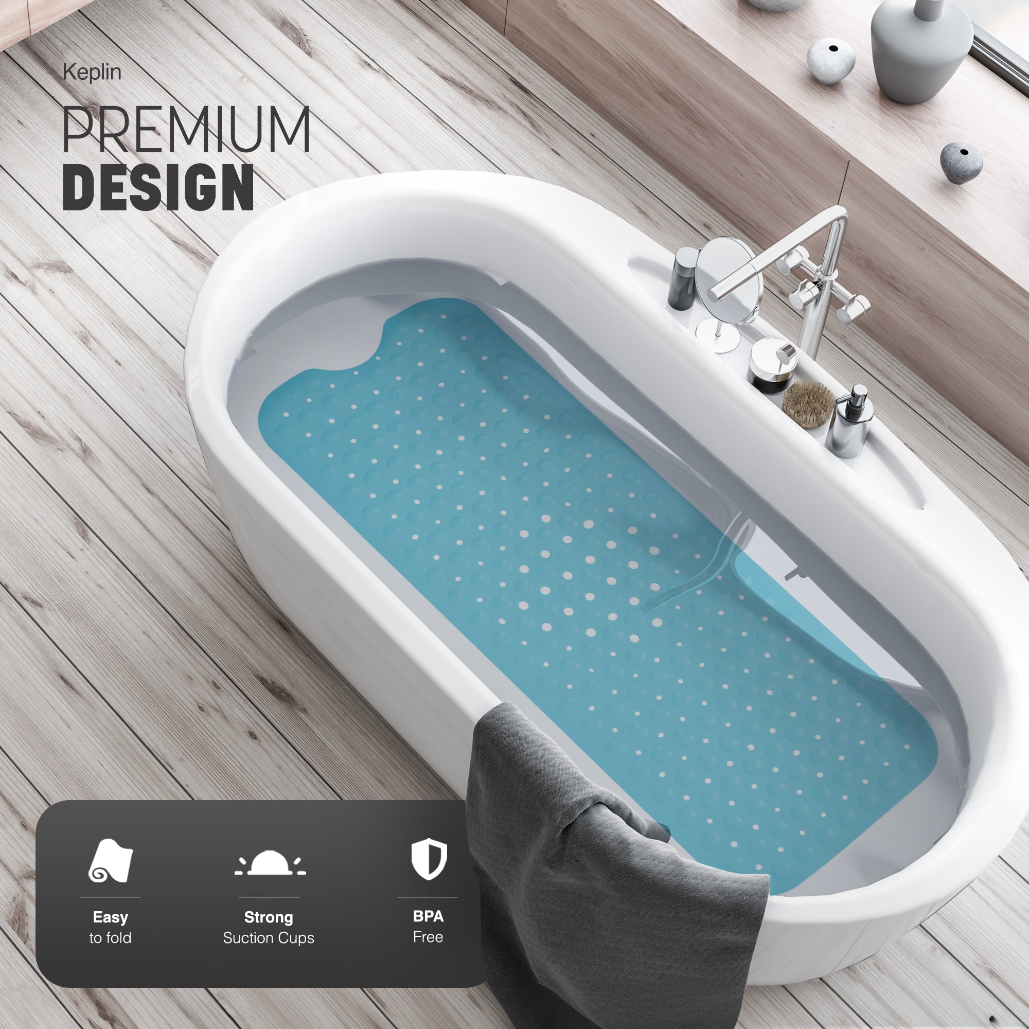 Non-Slip Bath Mat - Soft and Comfortable Mat with Machine Washable Design