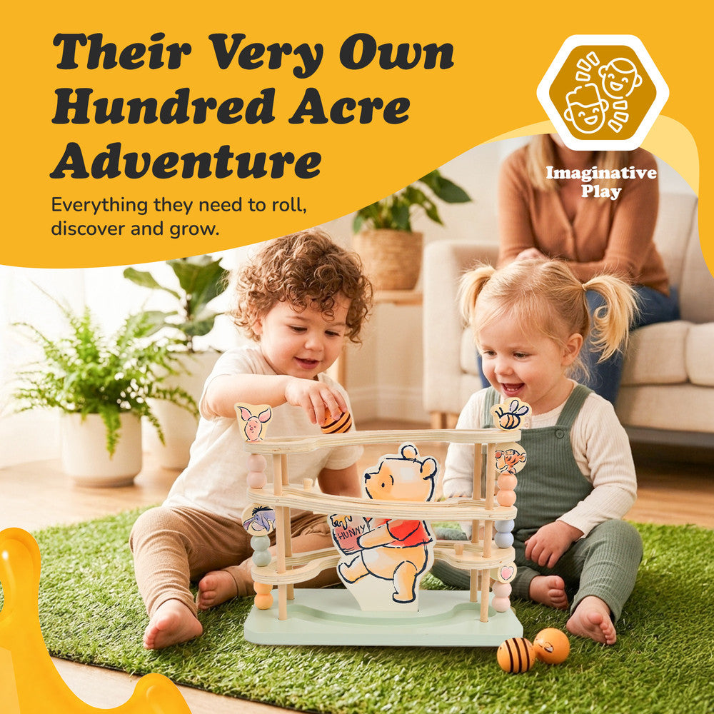 Colourful wooden ball run track — toddler activity toy 18 months plus