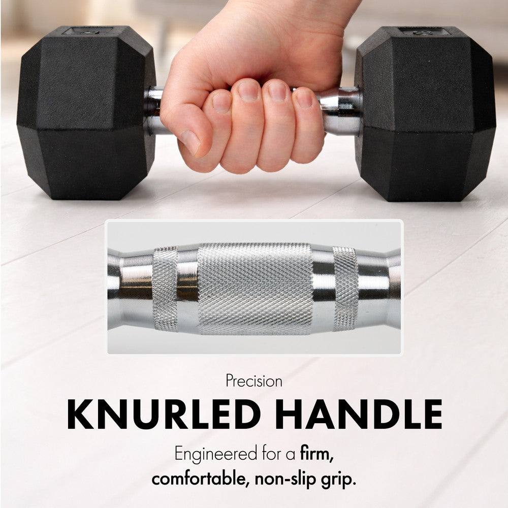 KAYMAN Rubber Hex Dumbbells Pair 8kg – image 3