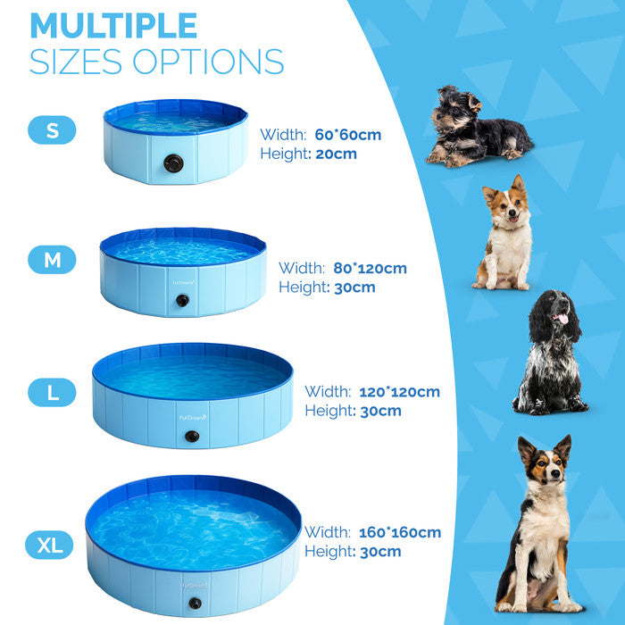 FurDreams Foldable Pet Swimming Pool – Hard Plastic Dog Bathtub, Portable Multi-Functional PVC Kiddie Pool with Non-Slip Base – Perfect for Children, Cats, Puppies, and Summer Fun