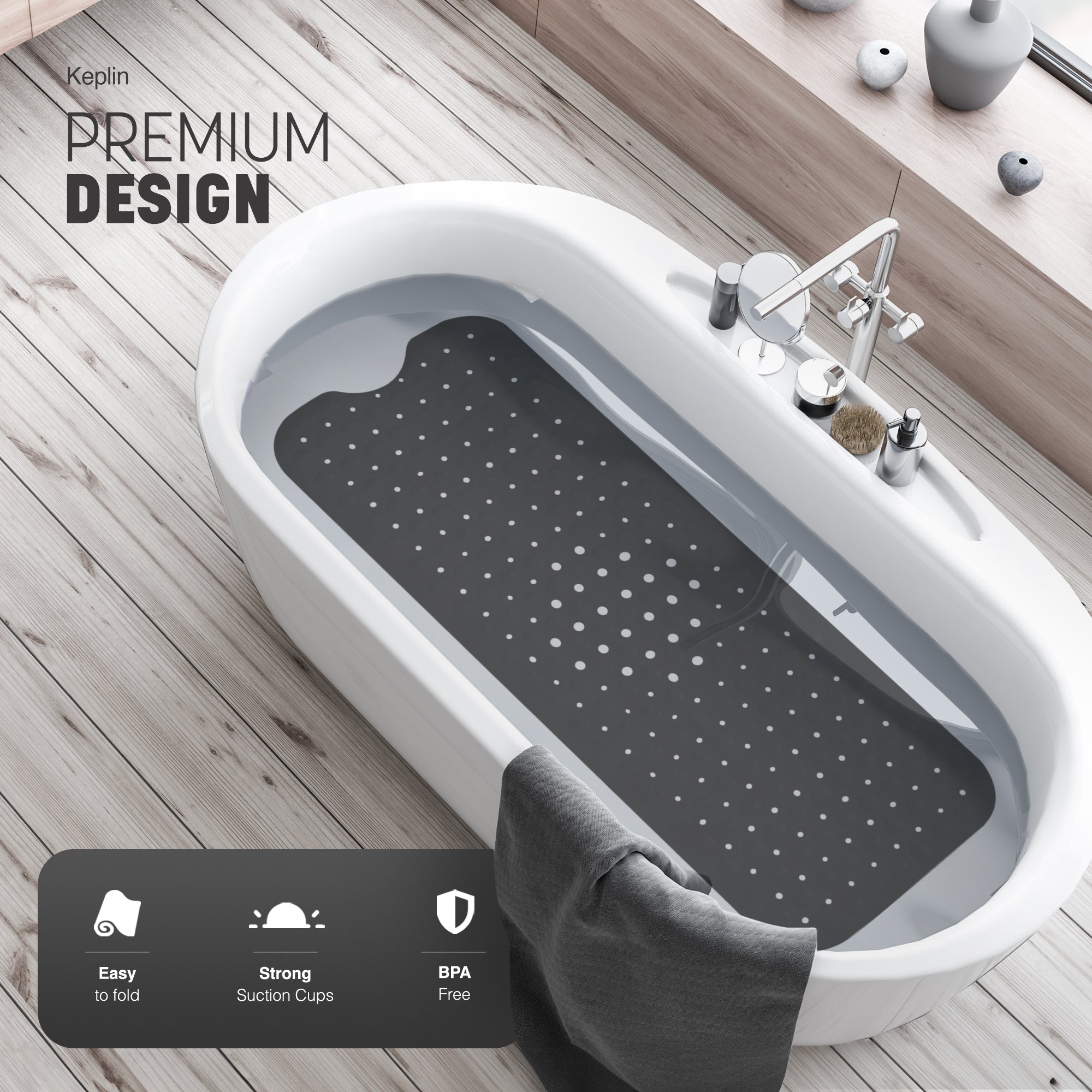 Non-Slip Bath Mat - Soft and Comfortable Mat with Machine Washable Design