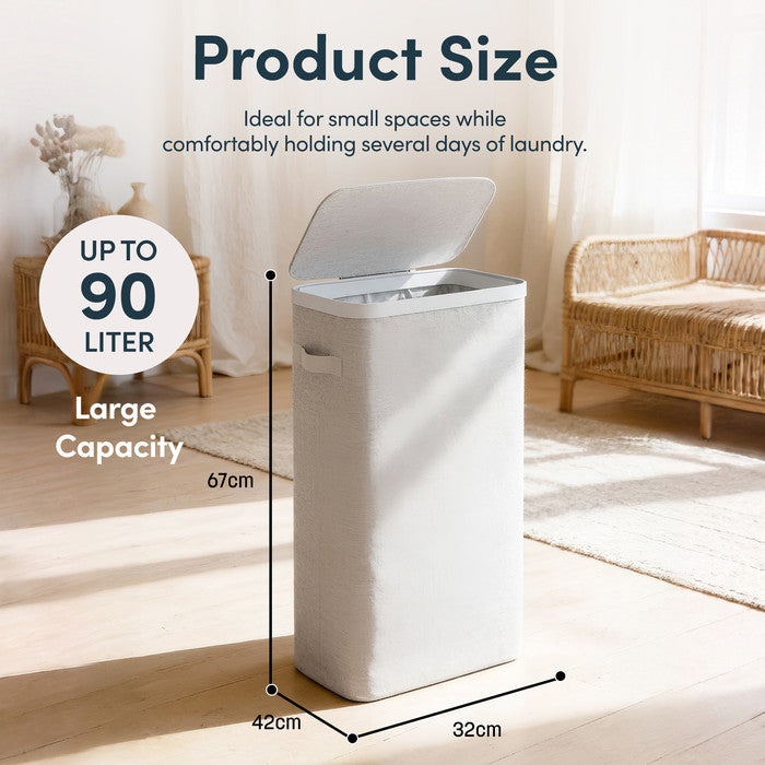 Collapsible Laundry Basket with Lid & Removable Liner
