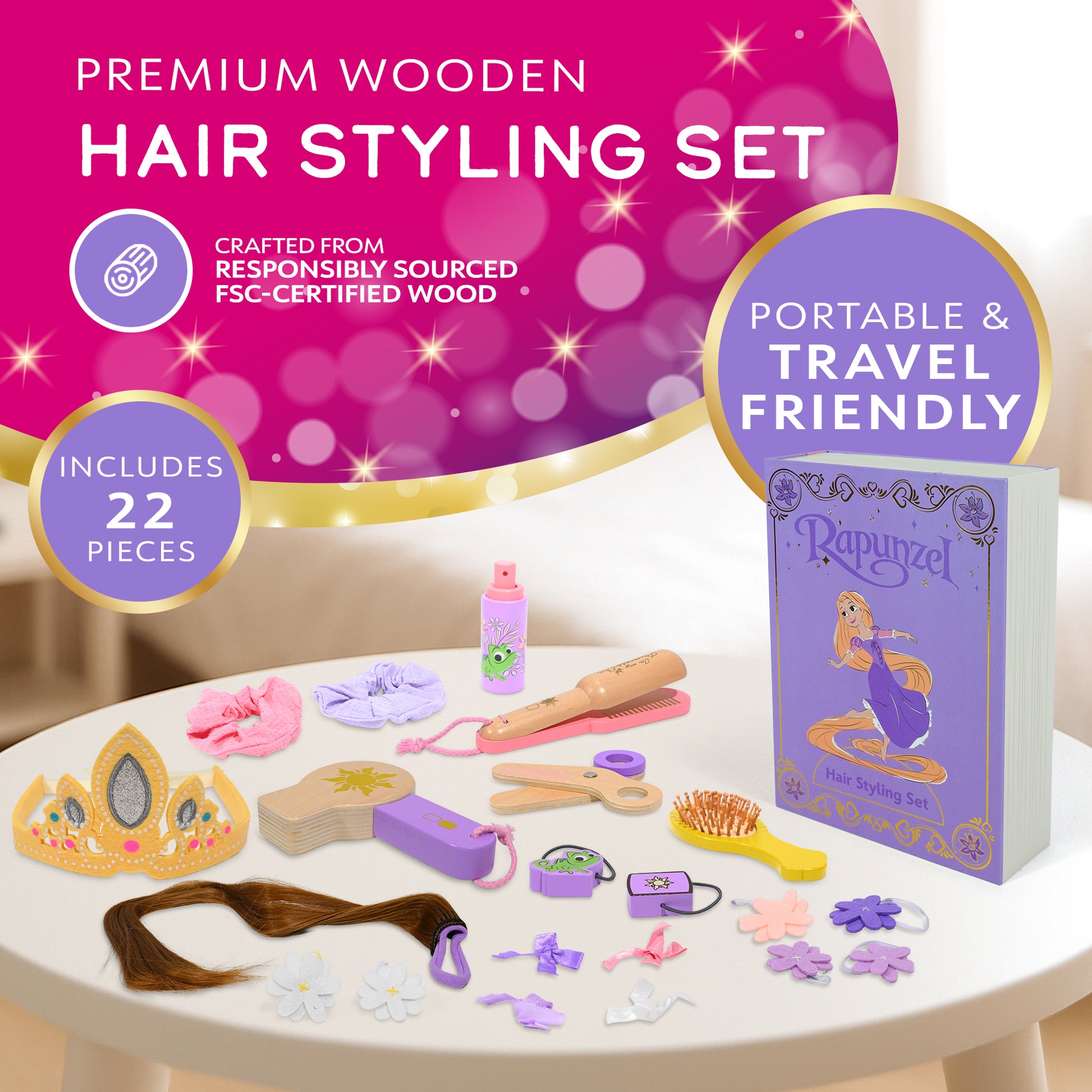 Belle Disney Princess book box playset — close-up of accessories and characters
