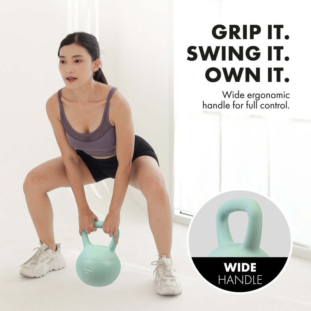 KAYMAN Soft Kettlebell for Home Gym – PVC Coated Weight – Floor Safe Flat Base – Ergonomic Non-Slip Handle – Strength Training, CrossFit, HIIT, Core Workout – Durable Fitness Equipment
