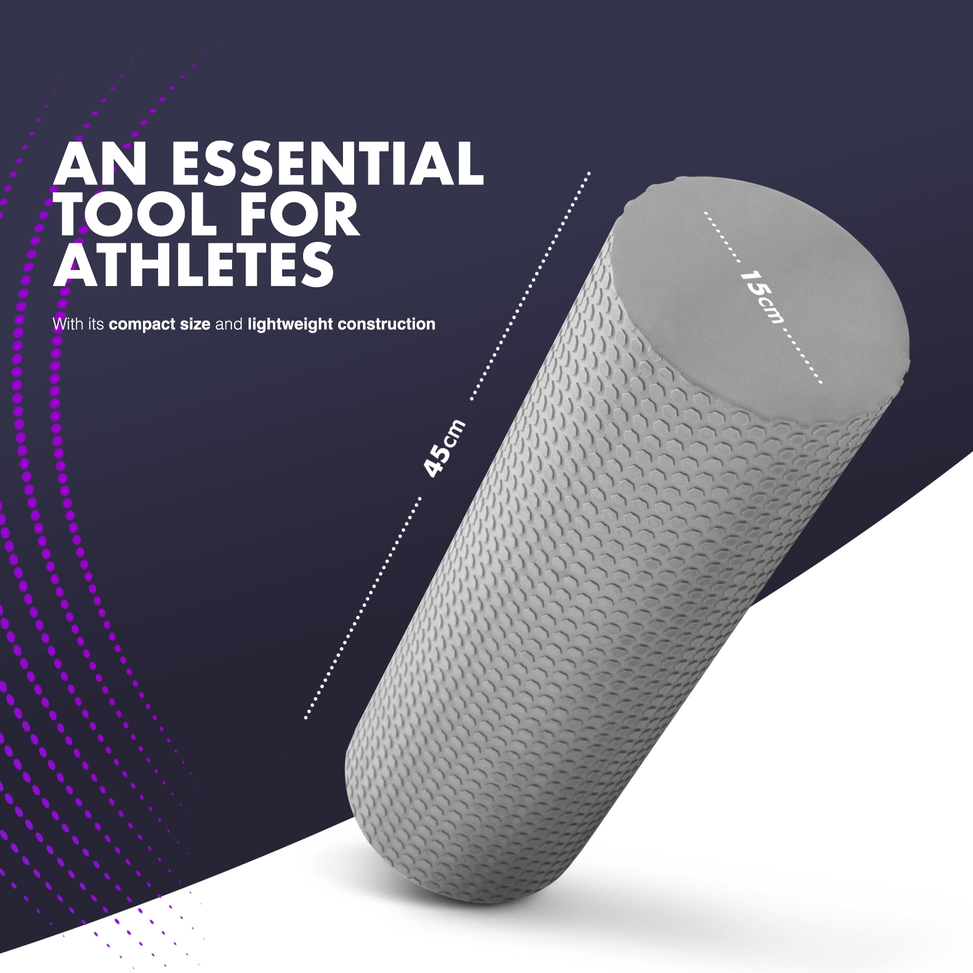 KAYMAN Sports Foam Roller – Deep Tissue Muscle Tension Relief & Circulation Boost | Portable & Lightweight Self Massager for Back, Legs, Gym, Pilates & Yoga | EVA Foam