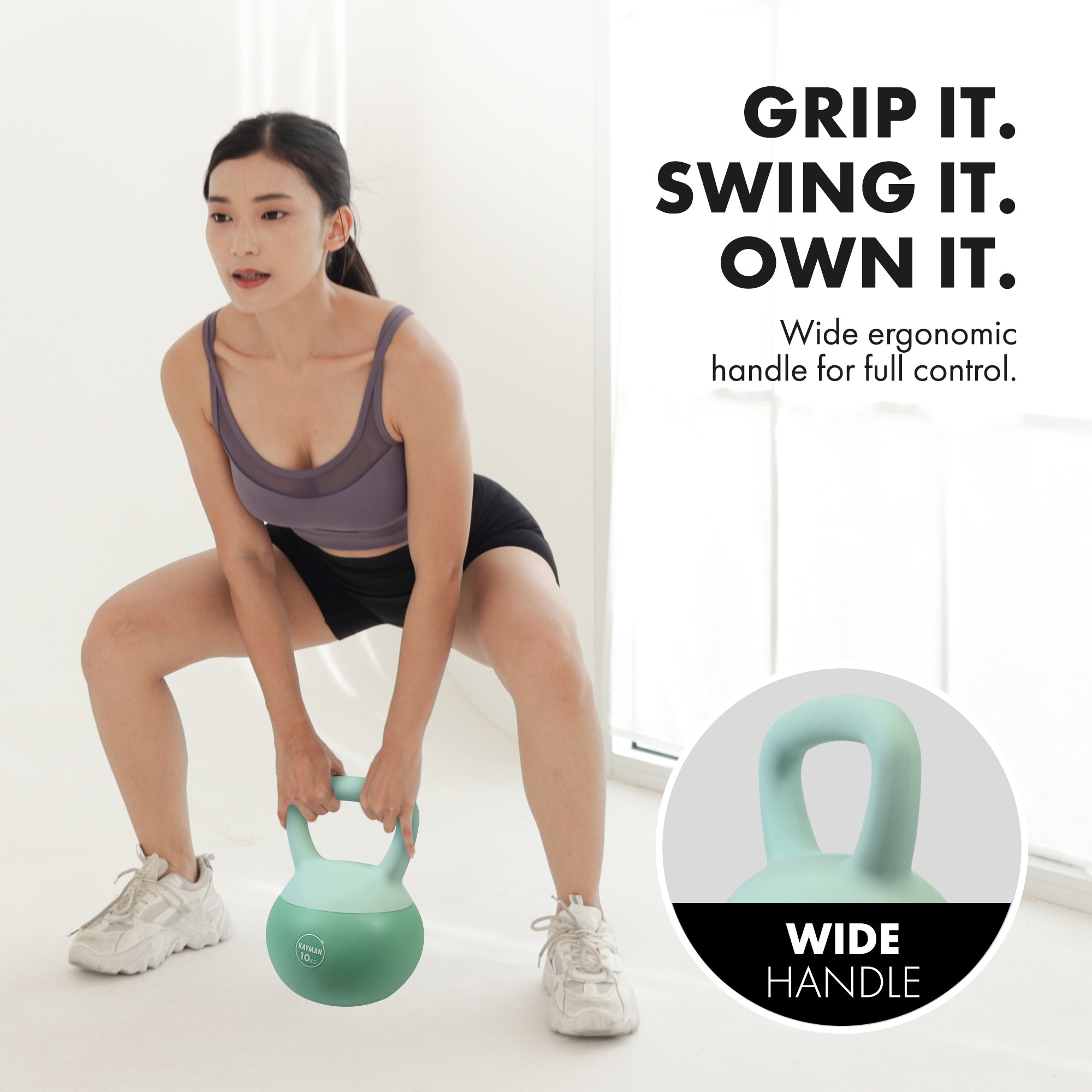 KAYMAN Soft Kettlebell for Home Gym – PVC Coated Weight – Floor Safe Flat Base – Ergonomic Non-Slip Handle – Strength Training, CrossFit, HIIT, Core Workout – Durable Fitness Equipment