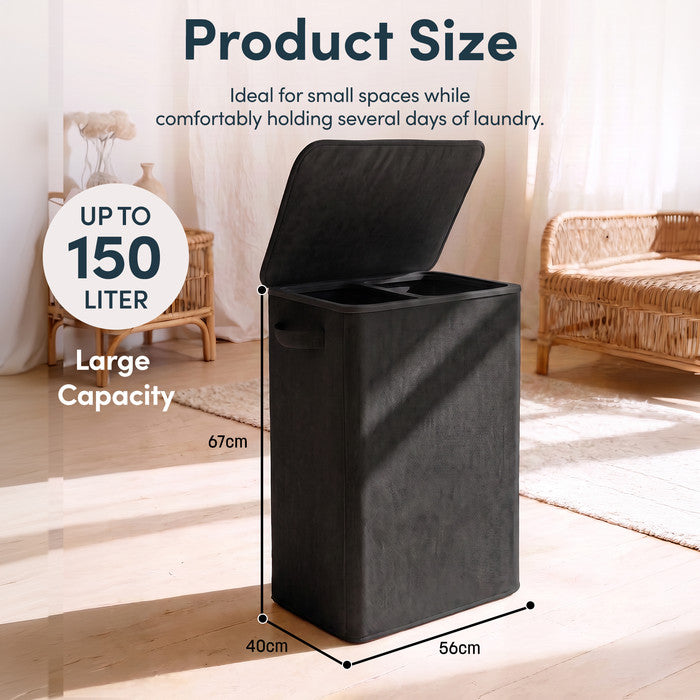 Collapsible Laundry Basket with Lid & Removable Liner