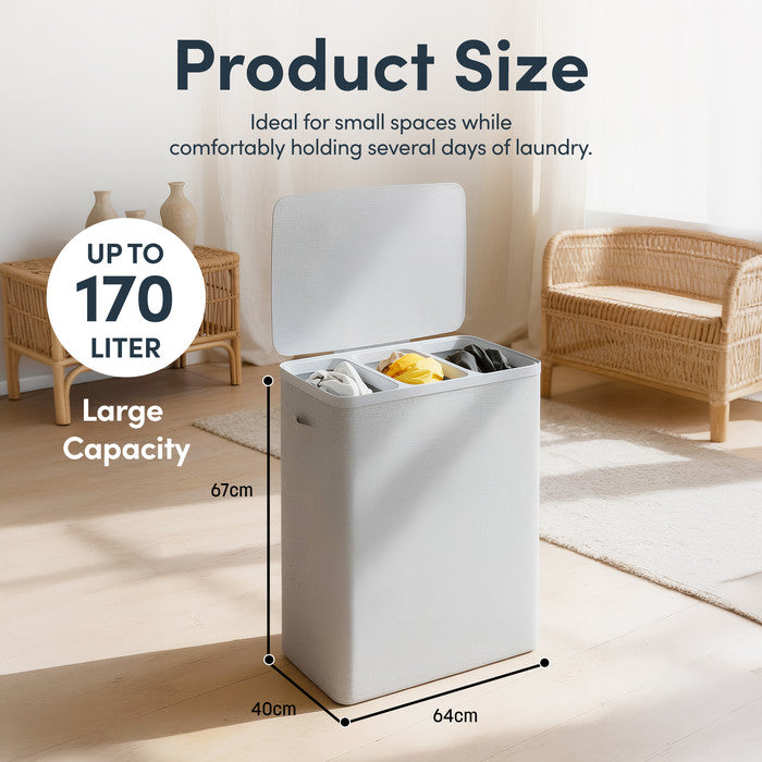 Collapsible Laundry Basket with Lid & Removable Liner
