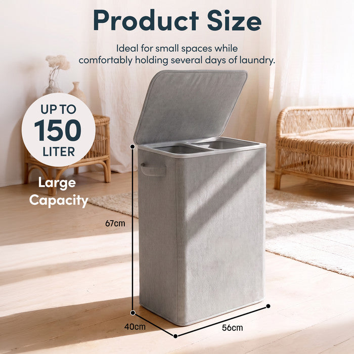 Collapsible Laundry Basket with Lid & Removable Liner