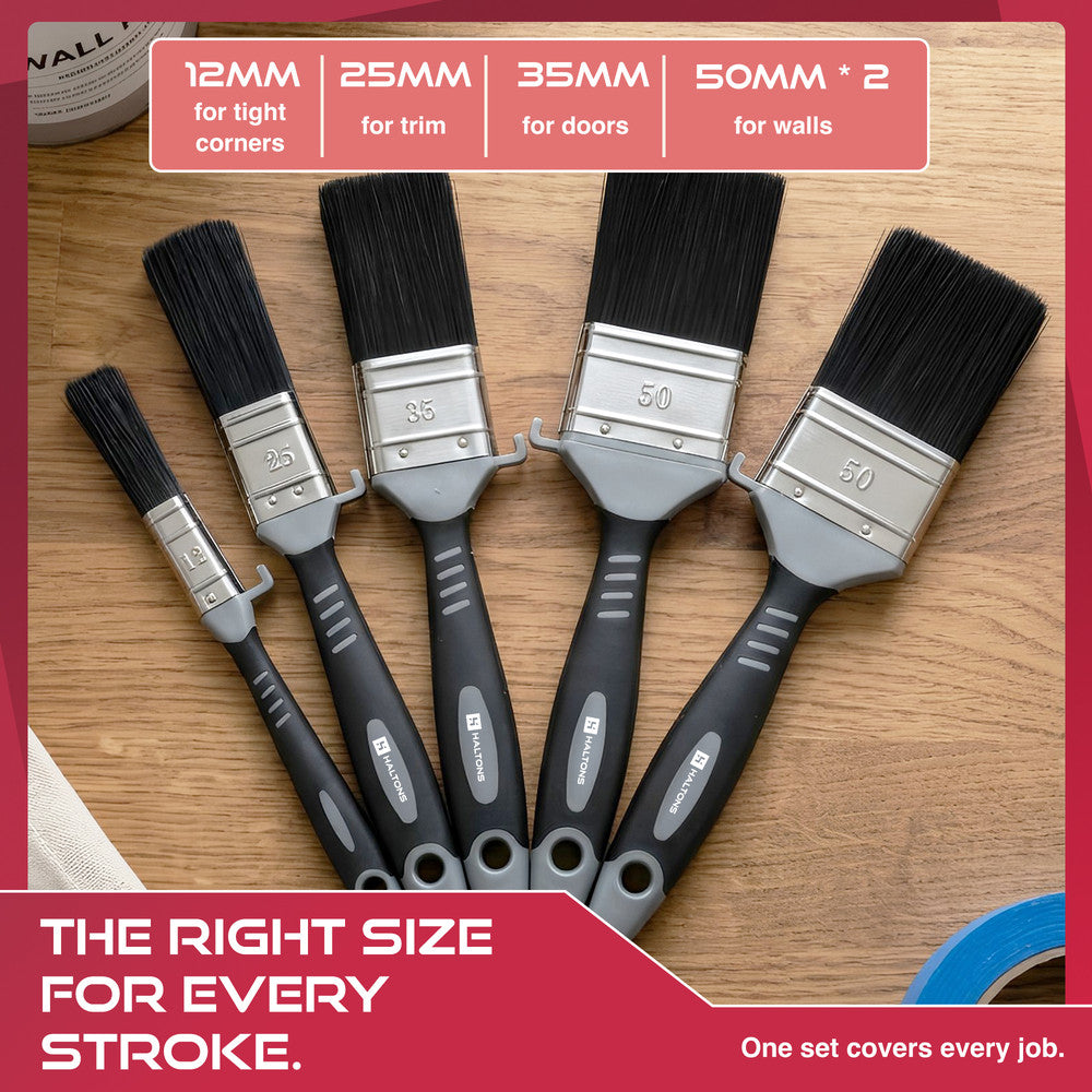 Haltons Paint Brush Set No Bristle Loss All Sizes - 5 Piece – image 3