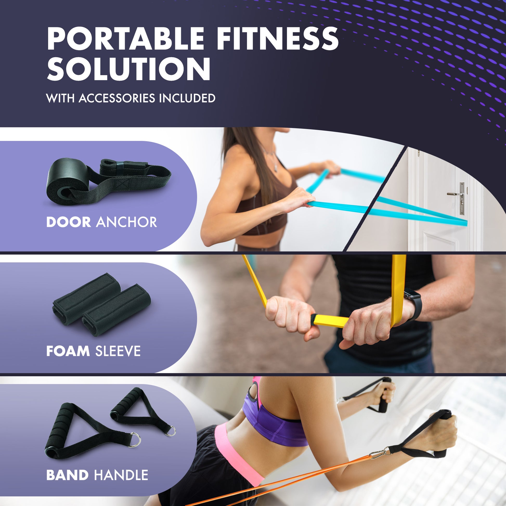 Kayman - Long Resistance Band with Door Anchor & Carry Bag Set(5Pack) – Perfect for Pull-Ups, Yoga, Calisthenics, Strength Training, Stretching, Home Workouts – image 3