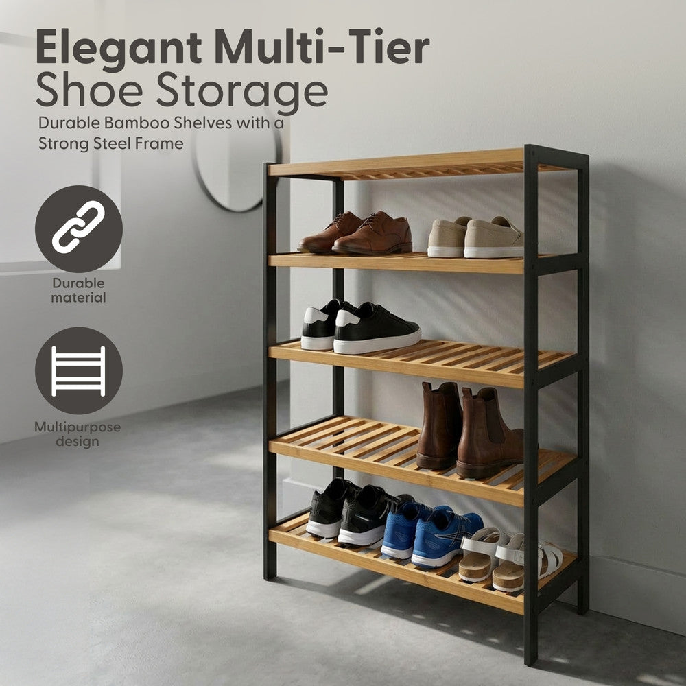 Bamboo Shoe Rack - 5 Tier – image 11