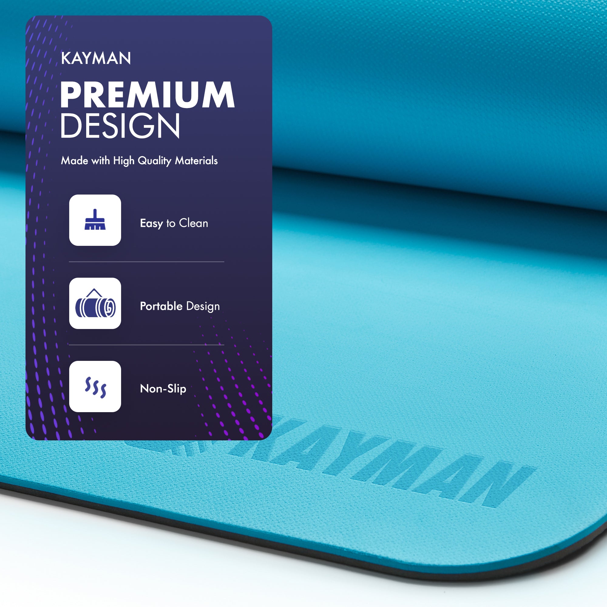 KAYMAN Yoga & Exercise Mat with Carry Strap, Large Non-Slip Comfortable Training & Workout Floor Mat for Home or Outdoor, Gym, Pilates, Gymnastics, HiiT, Stretching & Meditation