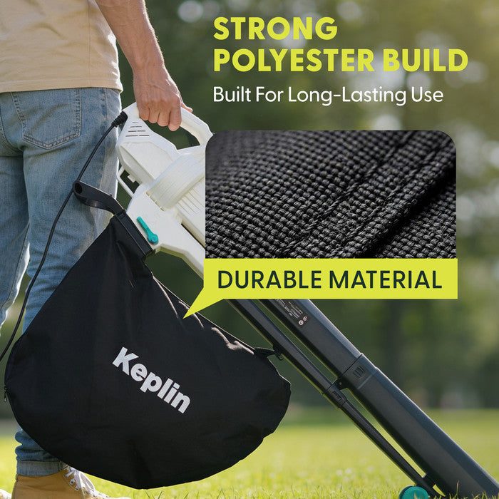 Durable polyester material close-up of Keplin leaf blower replacement bag for long-lasting use