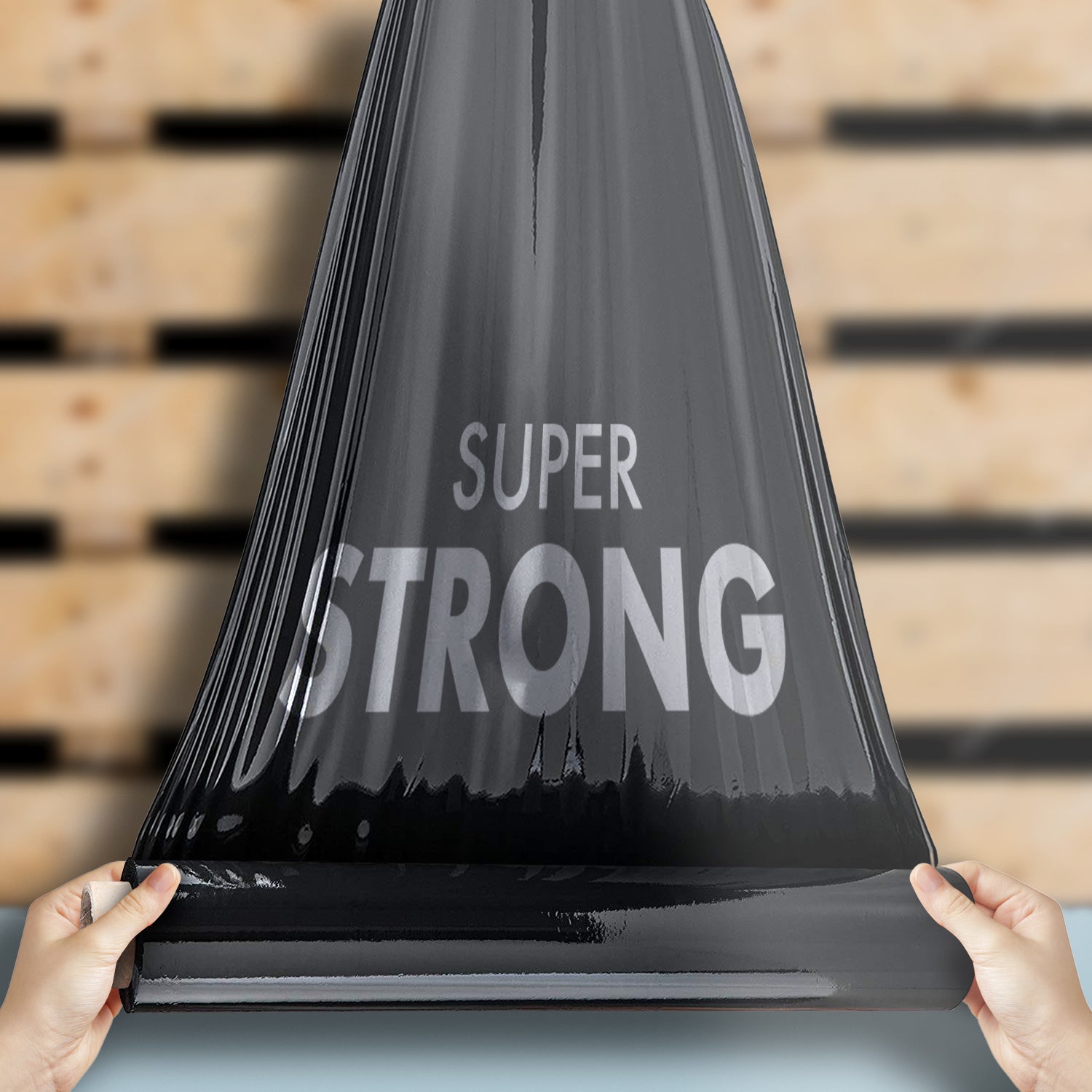 Merrimen Heavy Duty Pallet Stretch Shrink Wrap Roll | Strong & Secure Packaging Plastic Cling Film | Ideal for Packing, Moving Heavy Objects and Shifting Fragile Items (Black, 400mm x 150m)