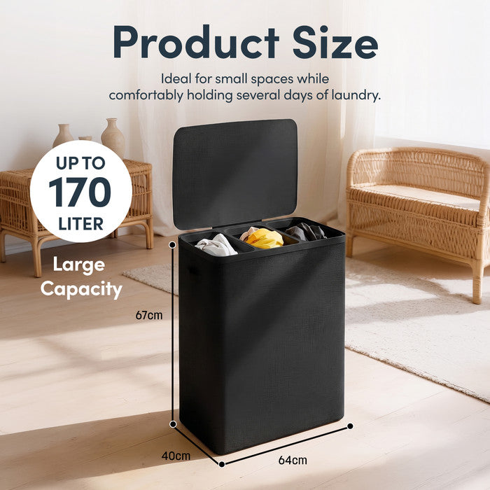 Collapsible Laundry Basket with Lid & Removable Liner