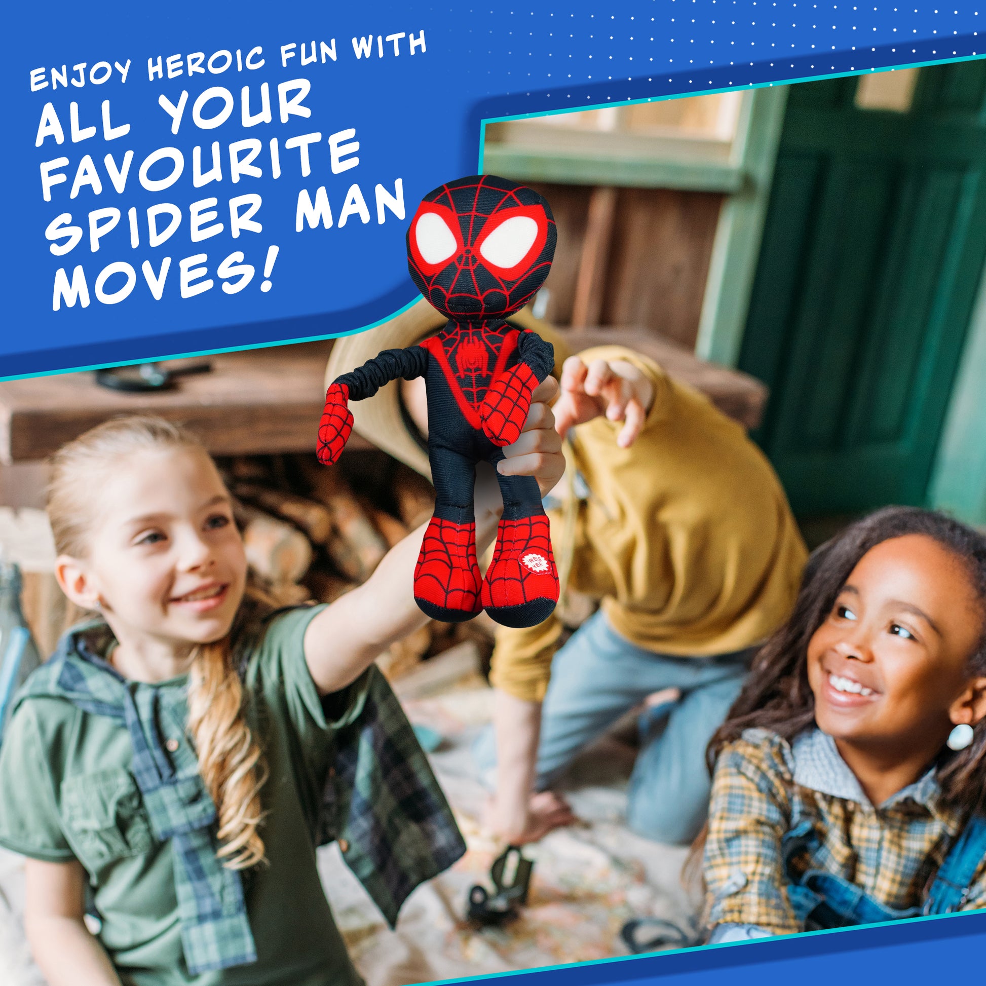 Spidey Slingshot Spin Plush with Stretchable Arms – Marvel Kids Superhero Soft Toy UK