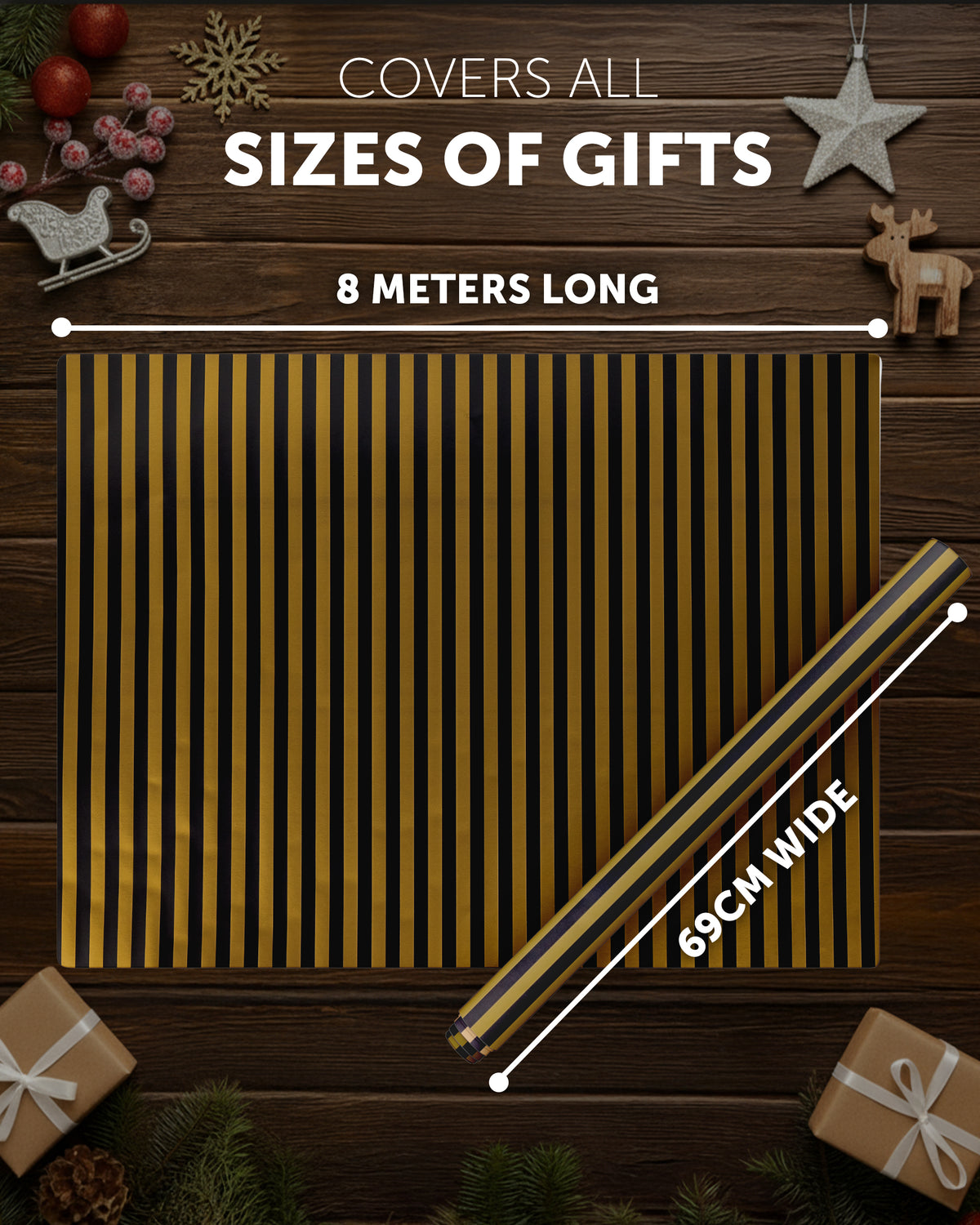 Kraft & Co Gift Wrapping Paper, 69cm x 8m, 4 Pack