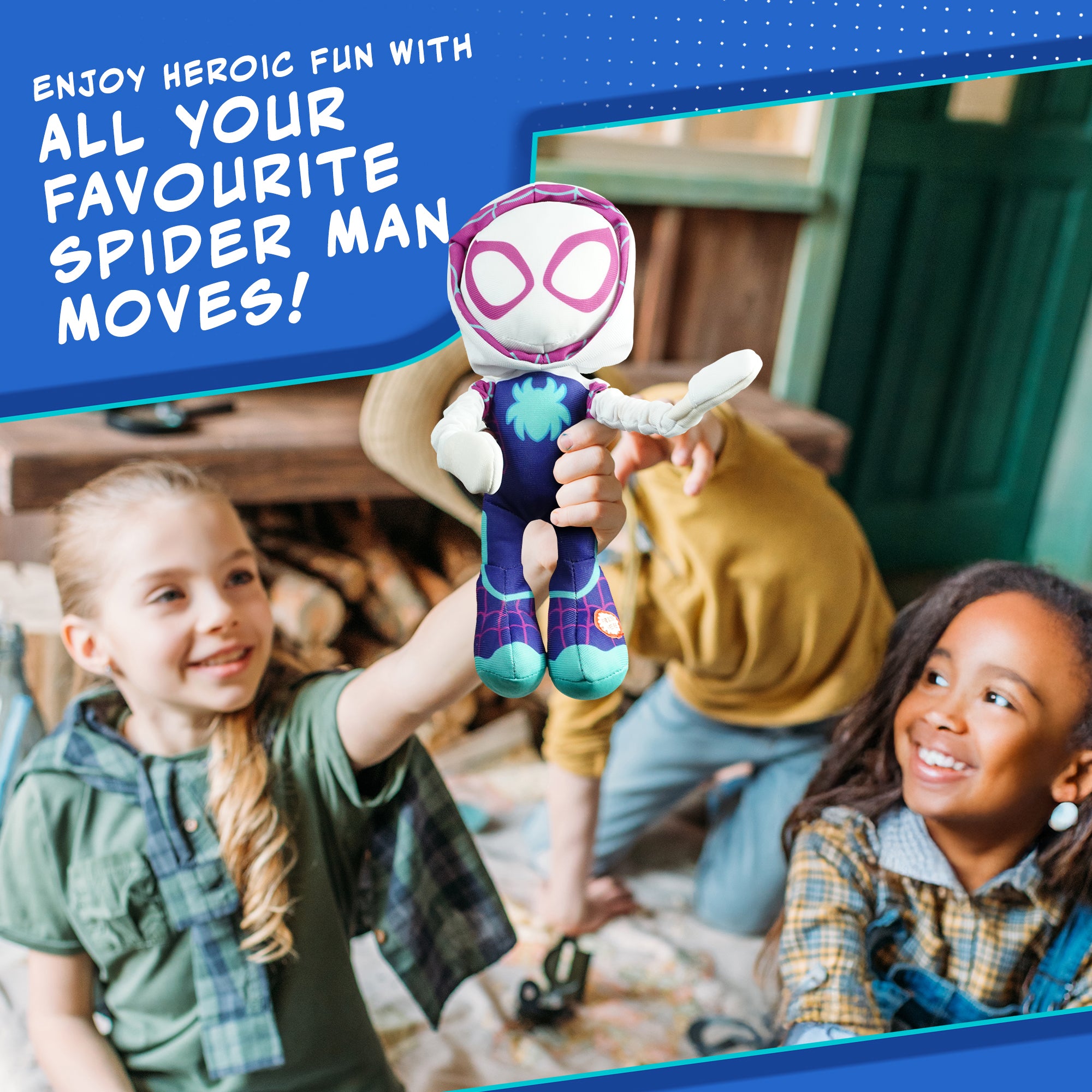 Marvel Spidey and His Amazing Friends – Slingshot Plush Spider-Man, Slingshot Ghost & Slingshot Spin Toy with Sound– Stretchable Arms for Launch Action – Soft & Durable Superhero Plush for Kids Toys for Boys & Girls