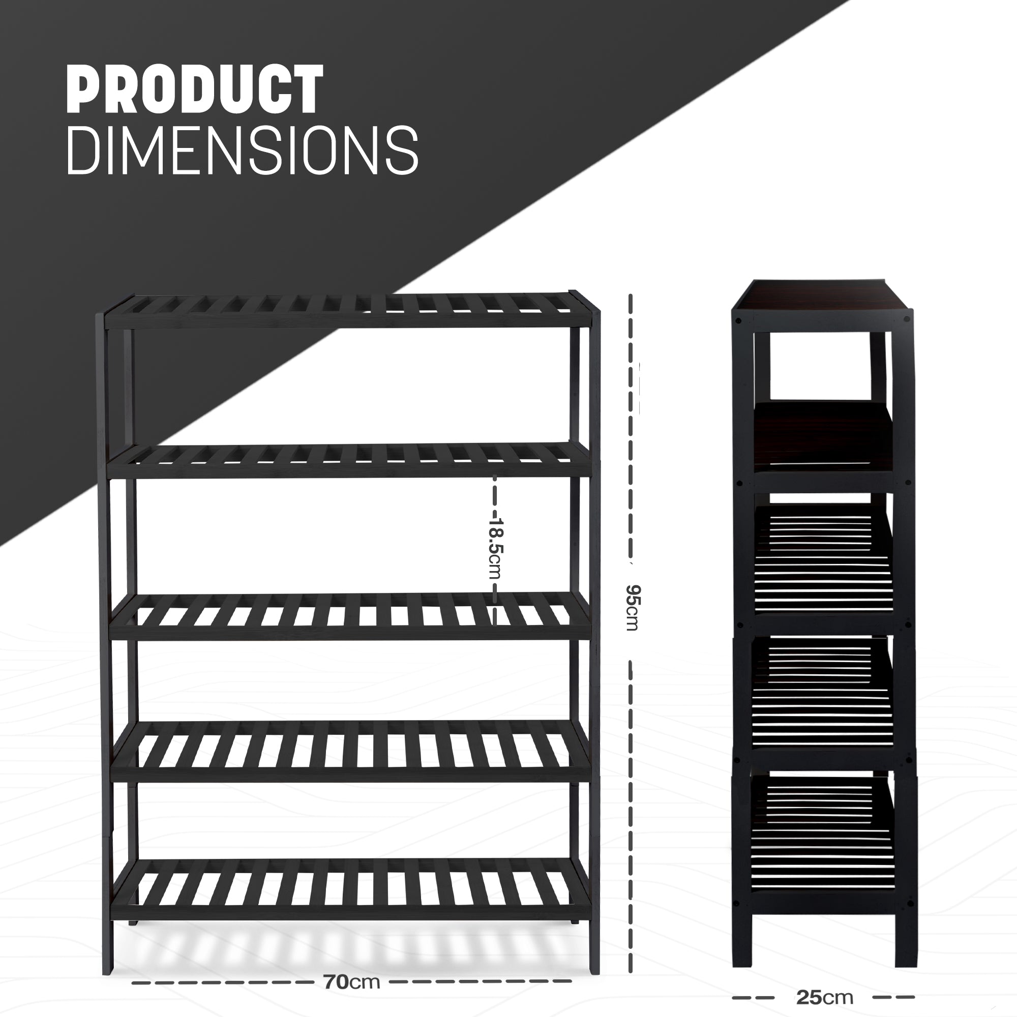 Keplin Bamboo Shoe Rack - 5 Tier