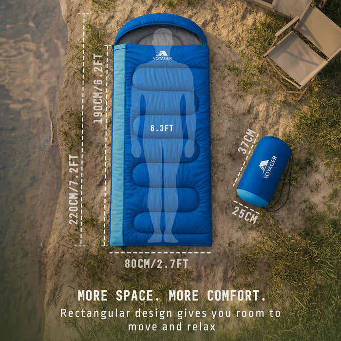 Ocean Haze adults sleeping bag zip and hood detail – wind and cold protection for outdoor camping UK