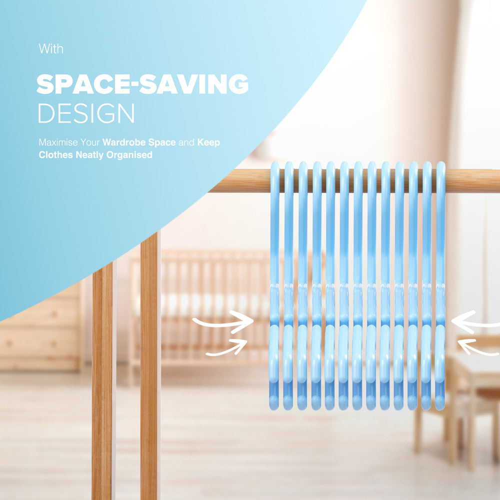 Kidoola 36 Pack Plastic Baby Hangers, Nonslip Nursery Coat Hangers, Space Saving Tubular Hangers, More Storage for Kids Children Clothes Dresses Unisex (27x15cm)