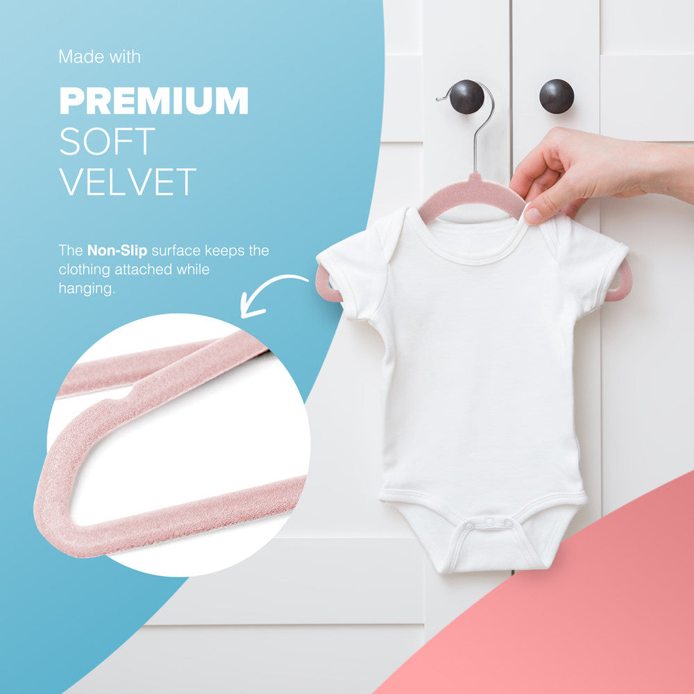 Kidoola 20 Velvet Baby Hangers, Nursery Coat Clothing Hangers for Babies, Infant, Toddlers and Kids, Unisex for Boys or Girls up to 24 Months – image 24