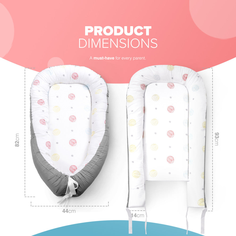 Kidoola Newborn Baby Nest Lounger - 100% Cotton, Washable, Safe and Breathable Fabric 0-12 Months Unisex Ideal for Home, Travel & Baby Essential Gift (Animals)