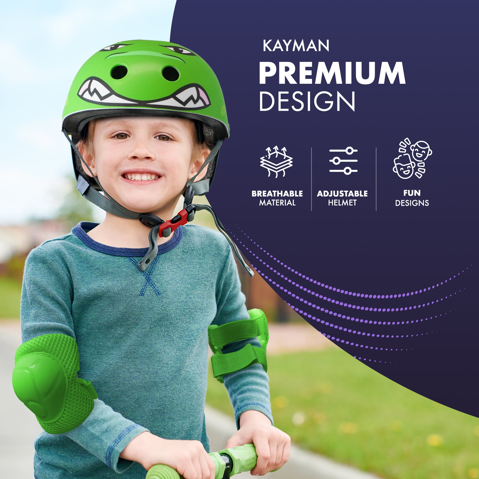 KAYMAN Kids Bike Helmet age 3 to 12, Adjustable Safety Gear for Boys and Girls, Suited to Scooter, Cycling, Skateboard & Roller Skating - Protection for Boys & Girls – image 4