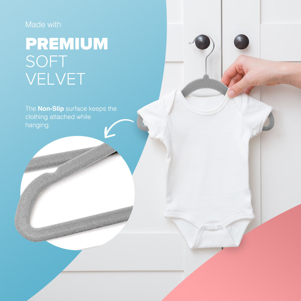 Kidoola 20 Velvet Baby Hangers, Nursery Coat Clothing Hangers for Babies, Infant, Toddlers and Kids, Unisex for Boys or Girls up to 24 Months – image 30