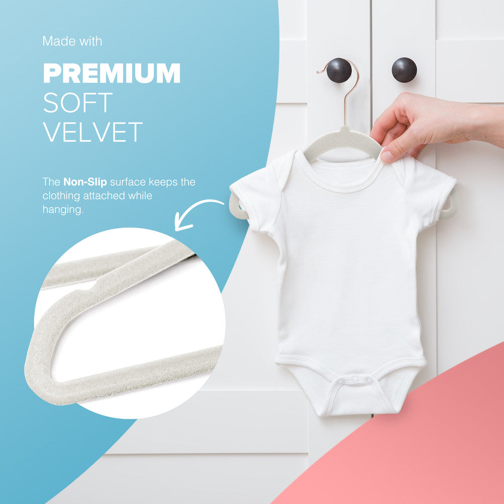 Kidoola 20 Velvet Baby Hangers, Nursery Coat Clothing Hangers for Babies, Infant, Toddlers and Kids, Unisex for Boys or Girls up to 24 Months – image 17